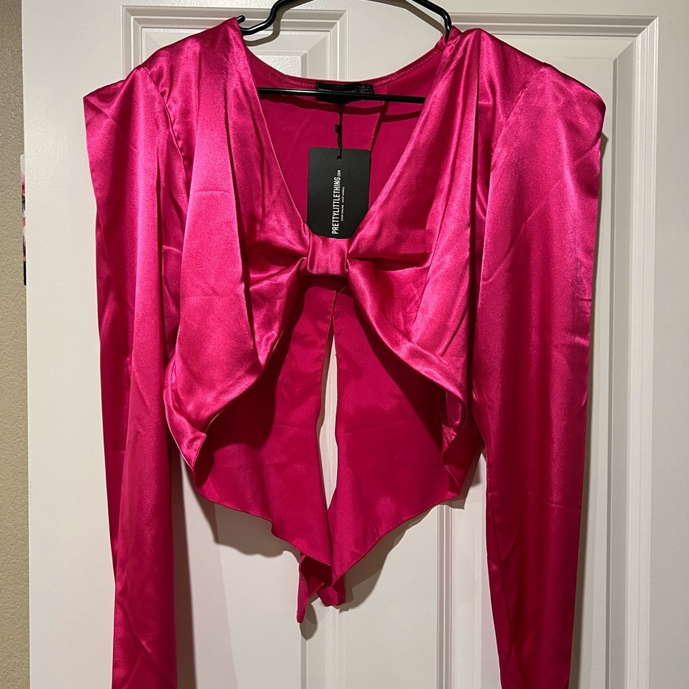 PrettyLittleThing Hot Pink Silky Party Top